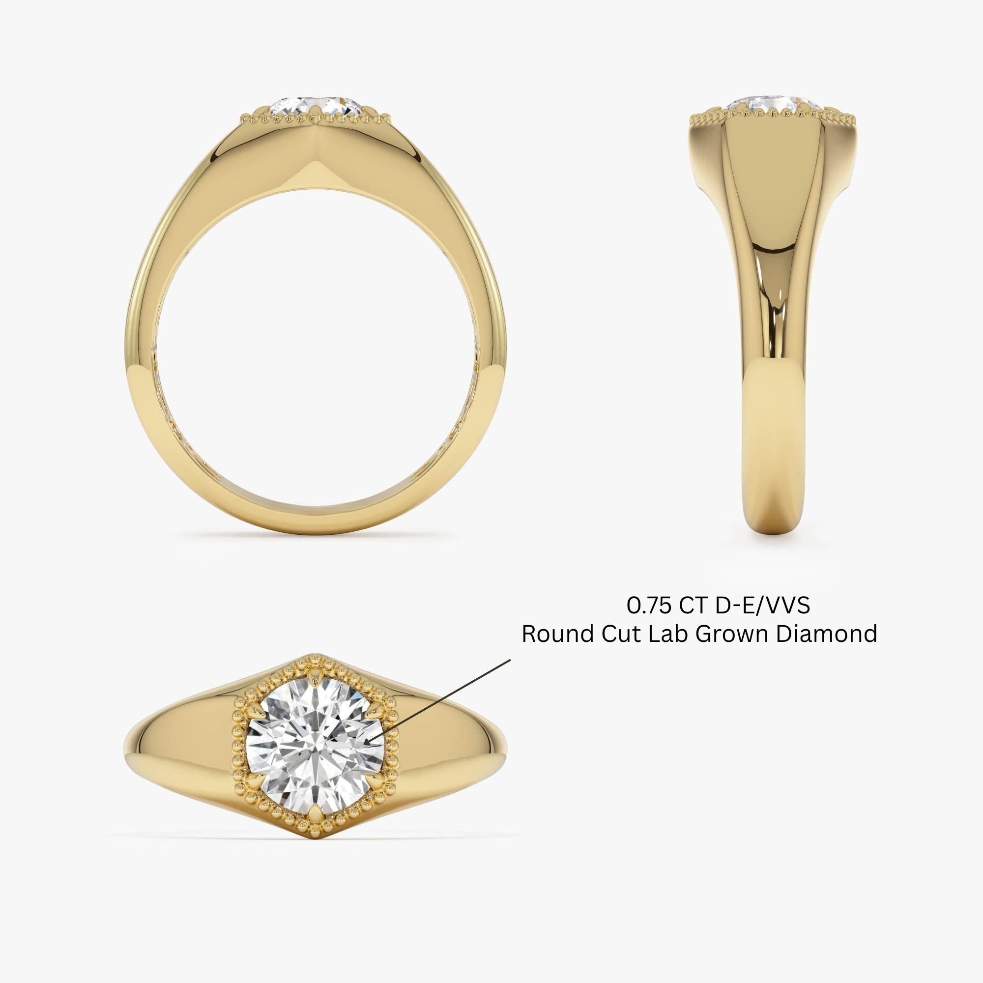 Hexagon Round Lab Grown Diamond Ring