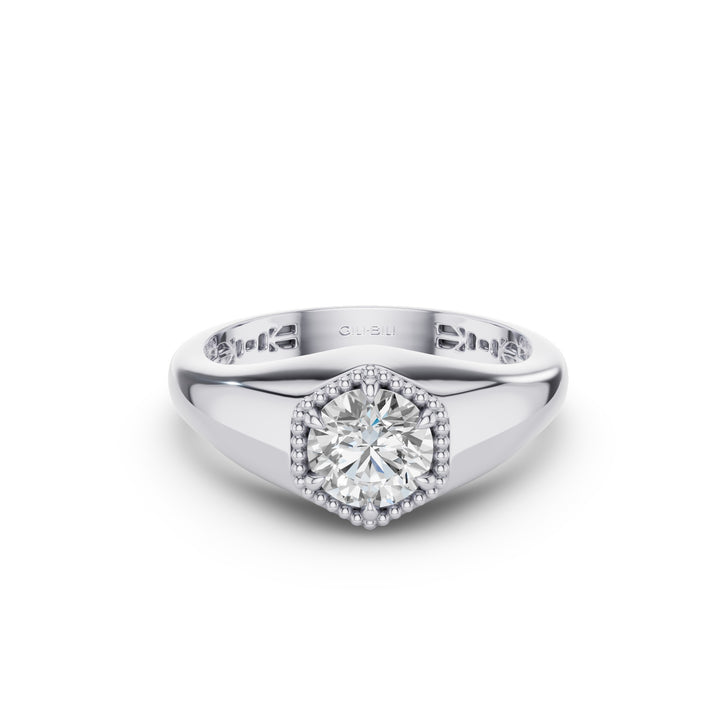 Hexagon Round Lab Grown Diamond Ring