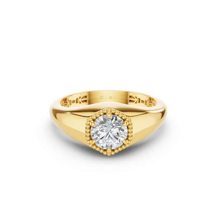 Hexagon Round Lab Grown Diamond Ring