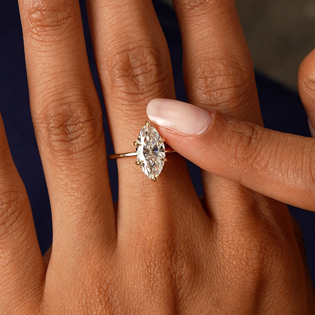 Hidden Halo Marquise Lab Grown Diamond Engagement Ring