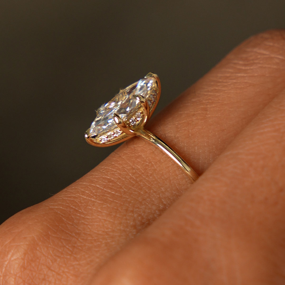 Hidden Halo Marquise Lab Grown Diamond Engagement Ring
