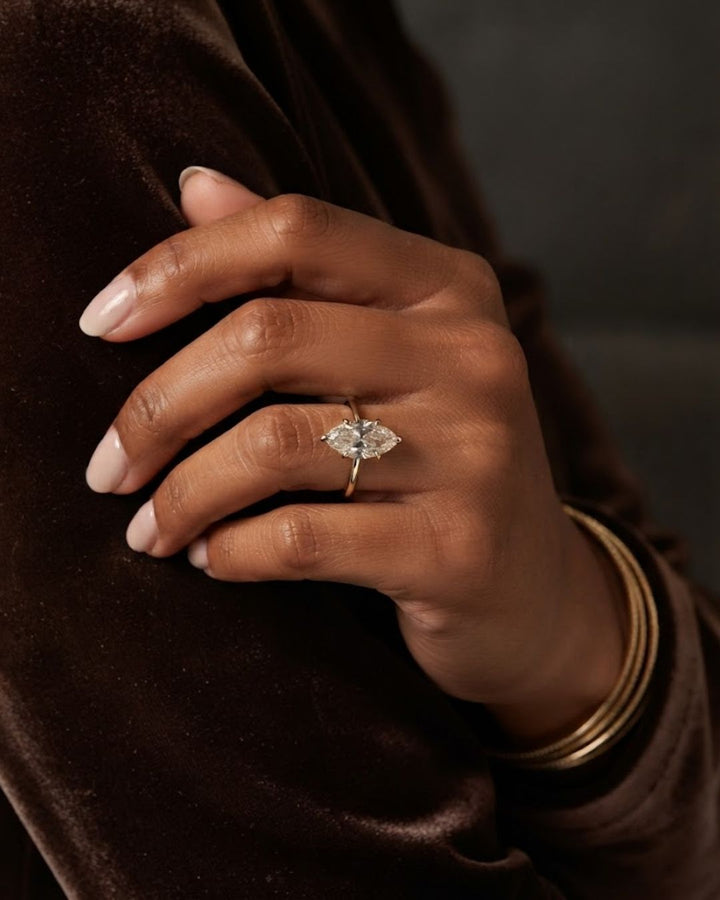 Hidden Halo Marquise Lab Grown Diamond Engagement Ring