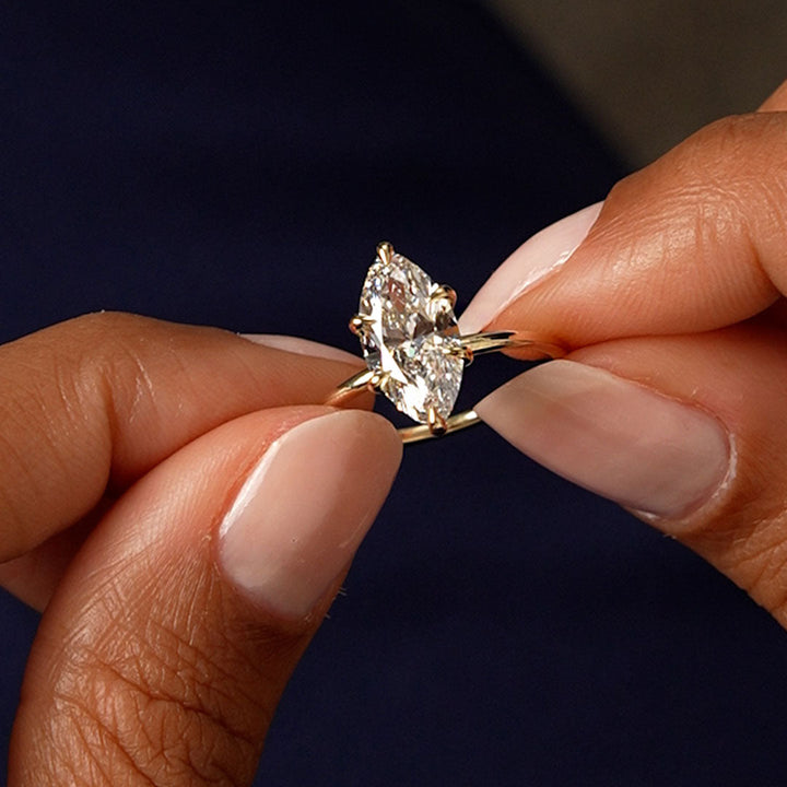 Hidden Halo Marquise Lab Grown Diamond Engagement Ring