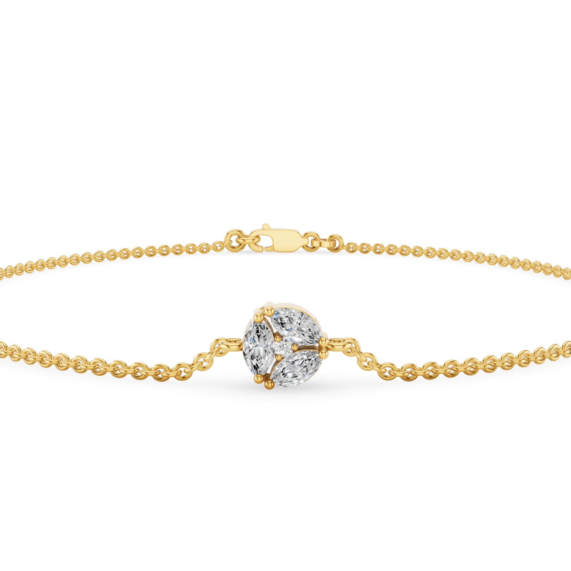 Marquise Diamond Cluster Dainty Bracelet