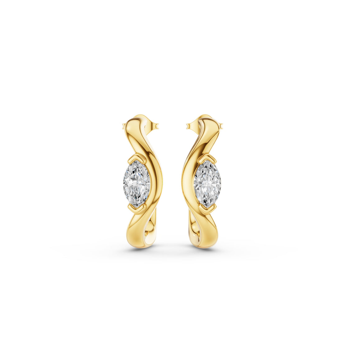 Marquise Shape J Hoops Earrings