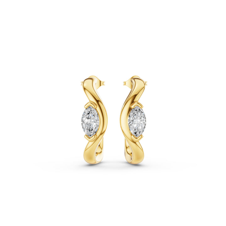 Marquise Shape J Hoops Earrings