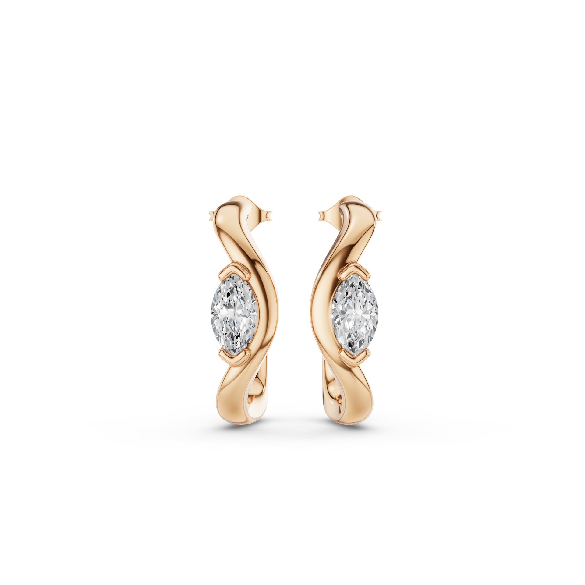 Marquise Shape J Hoops Earrings