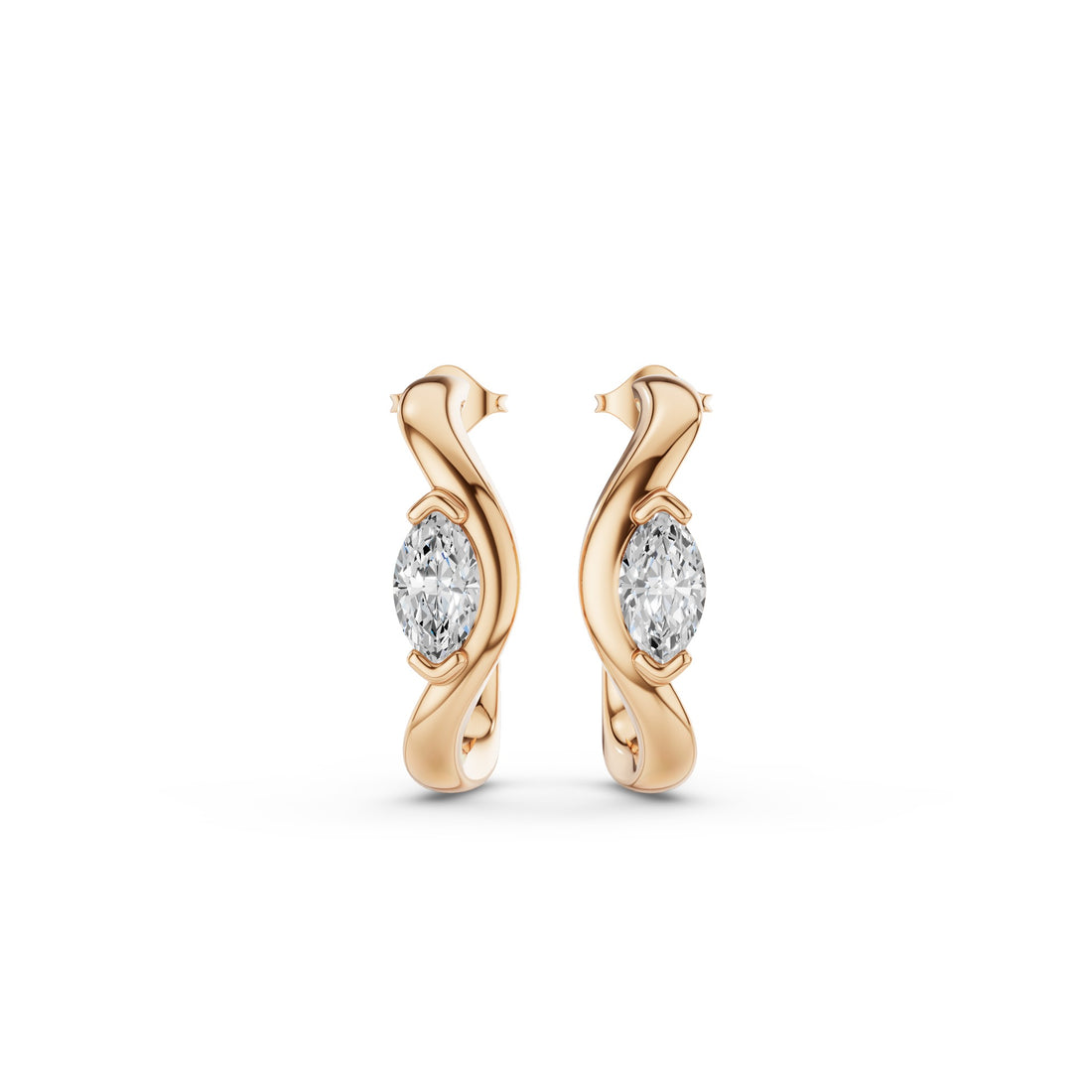 Marquise Shape J Hoops Earrings