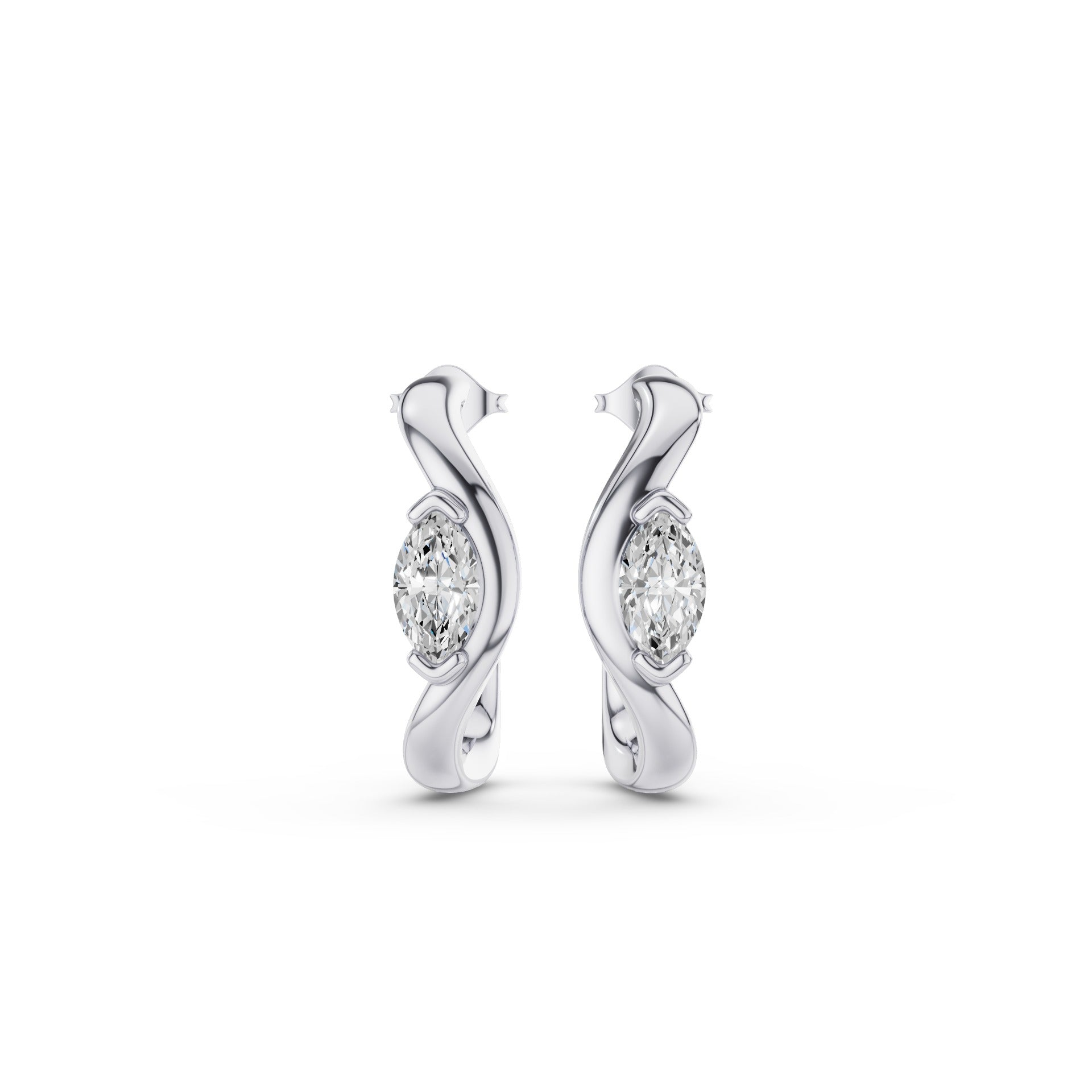 Marquise Shape J Hoops Earrings