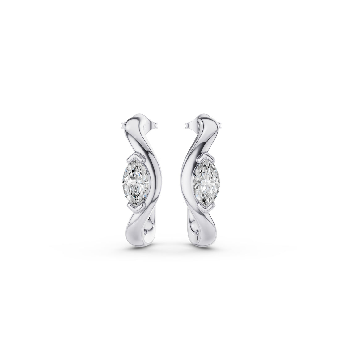 Marquise Shape J Hoops Earrings