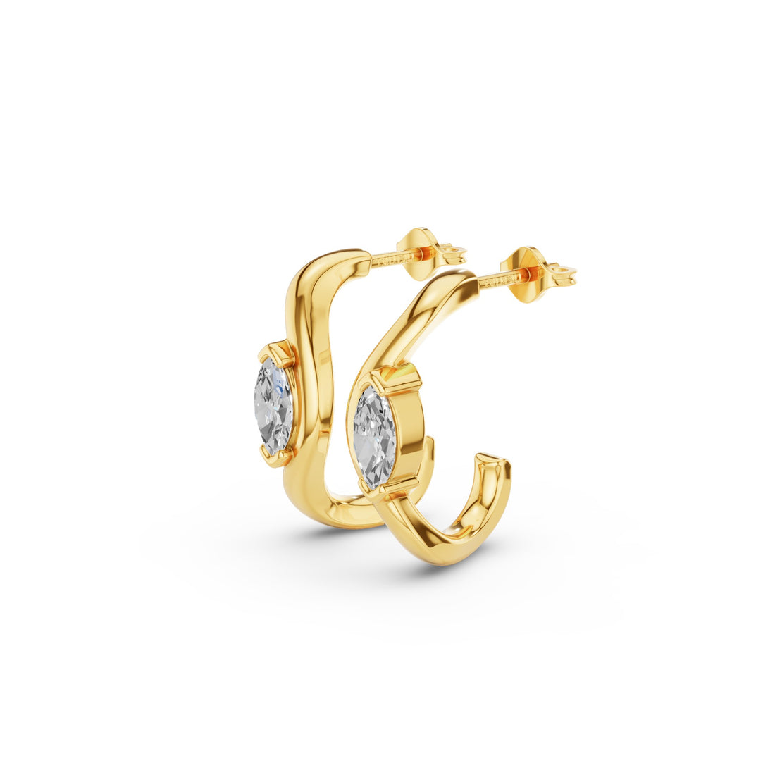 Marquise Shape J Hoops Earrings