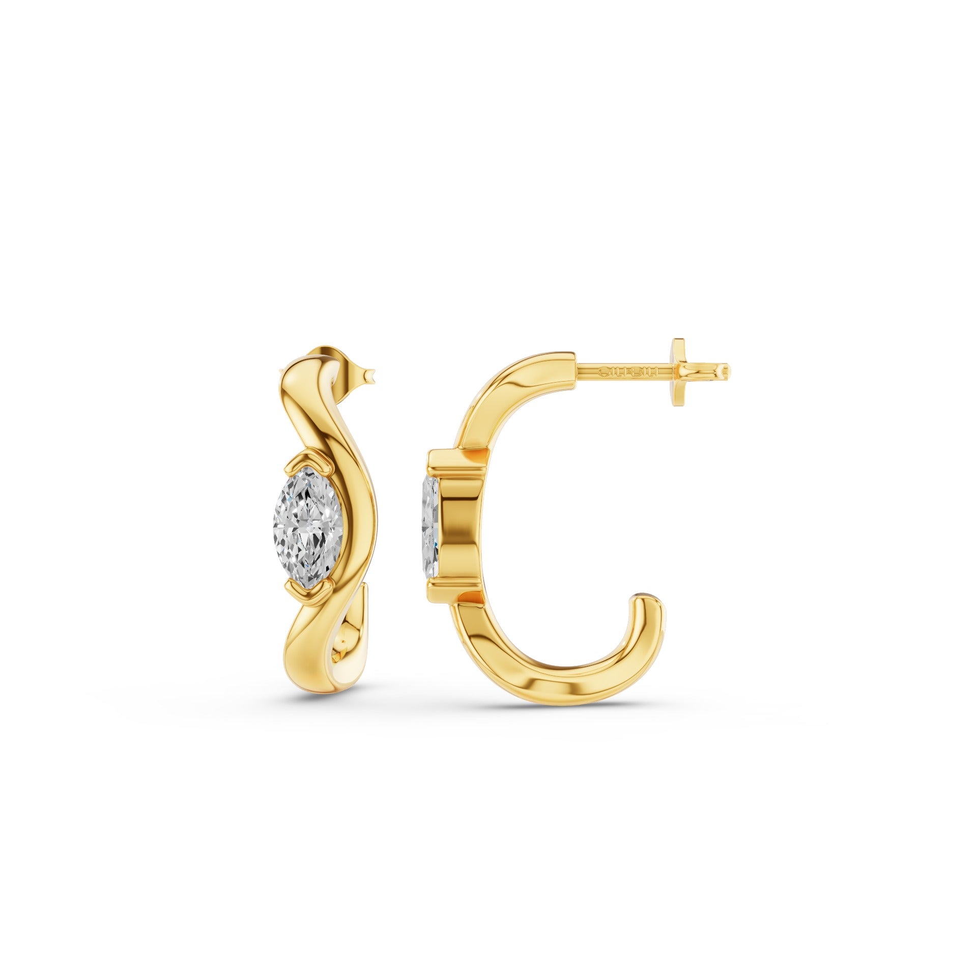 Marquise Shape J Hoops Earrings
