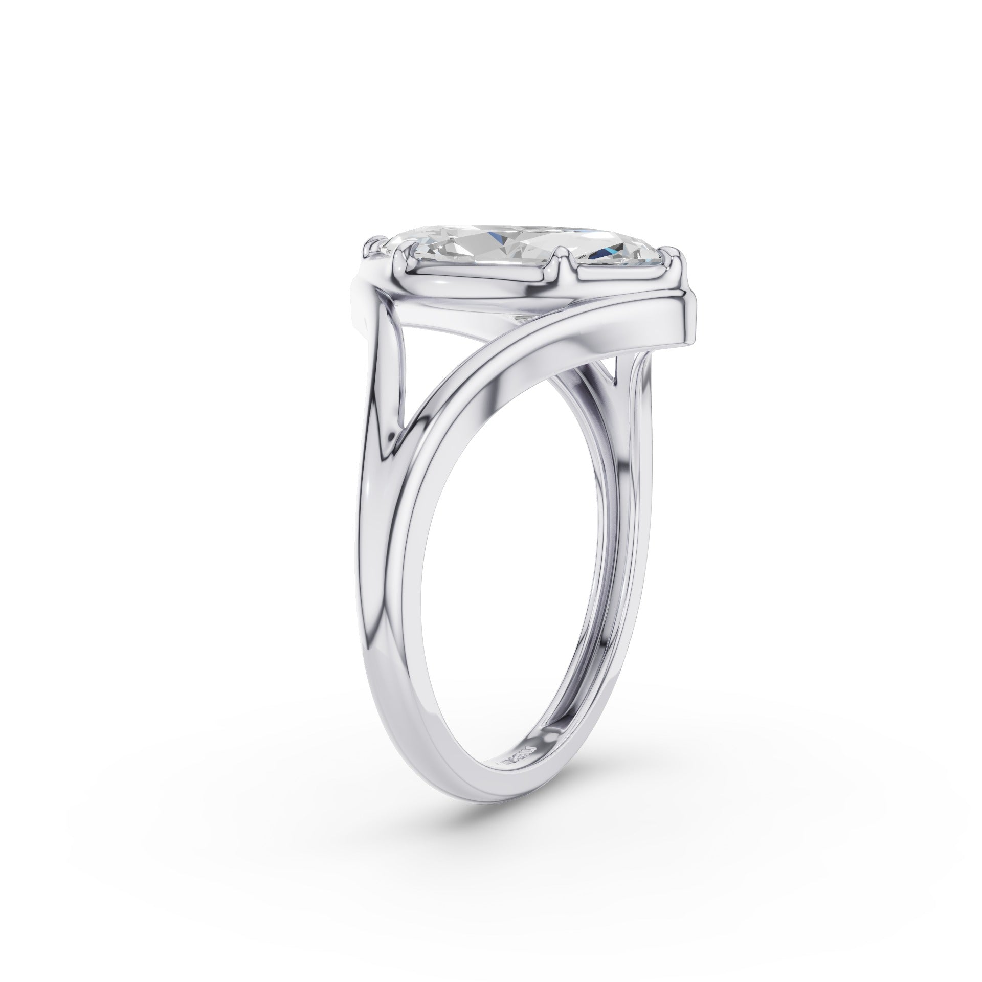 Marquise Shaped Lab Diamond Split Shank Engagement Ring
