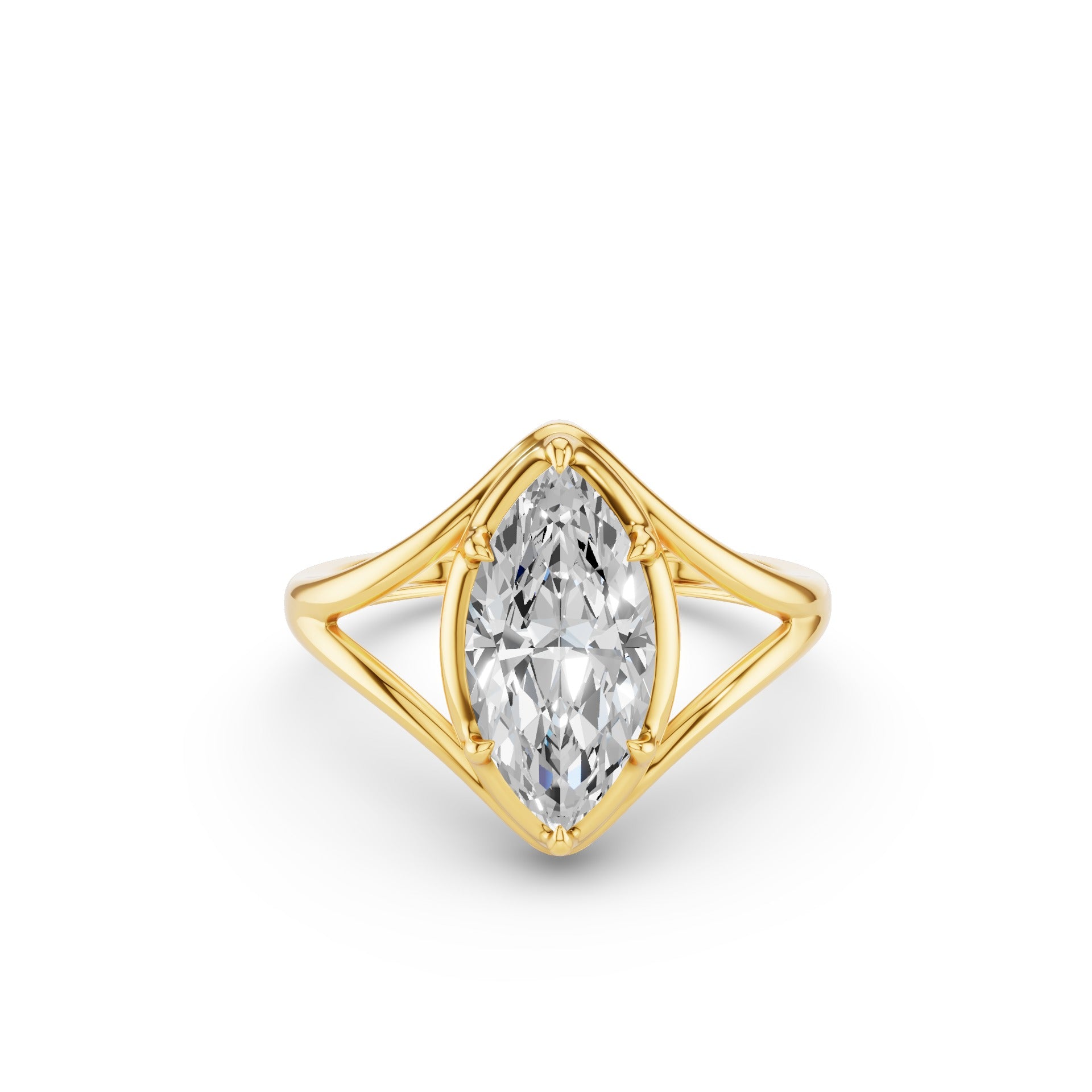Marquise Shaped Lab Diamond Split Shank Engagement Ring