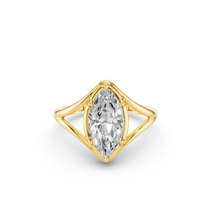 Marquise Shaped Lab Diamond Split Shank Engagement Ring