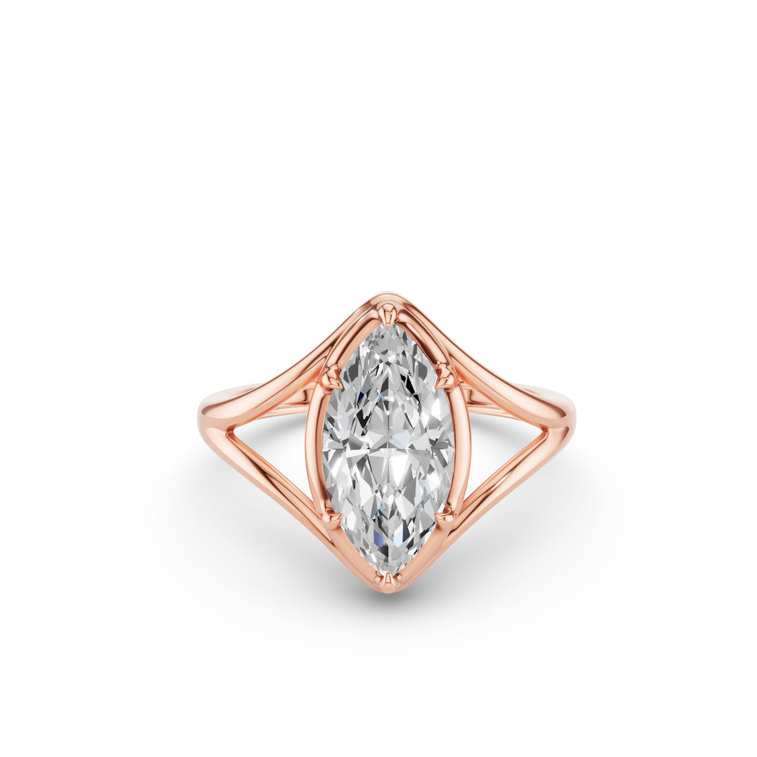 Marquise Shaped Lab Diamond Split Shank Engagement Ring