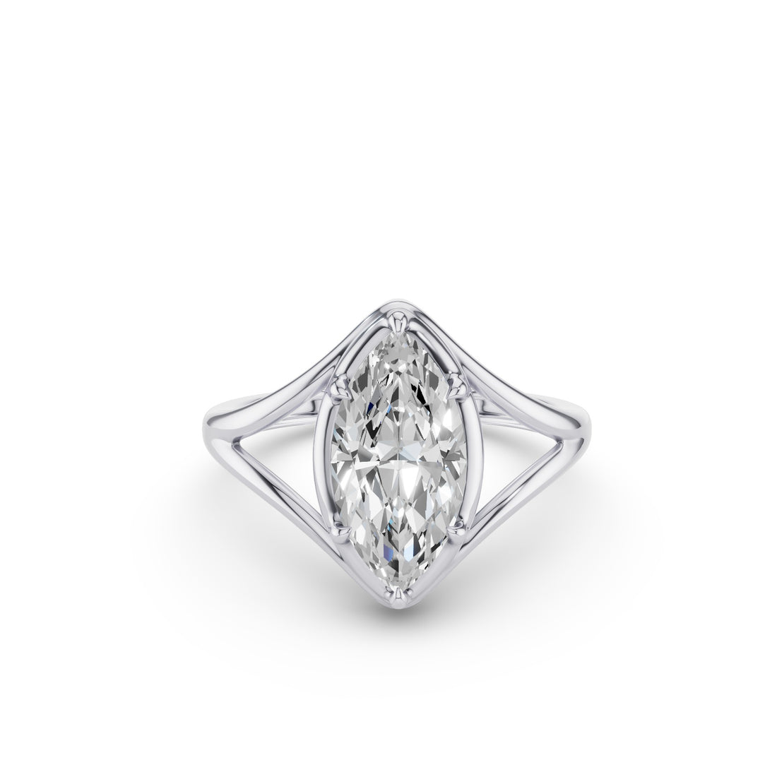 Marquise Shaped Lab Diamond Split Shank Engagement Ring