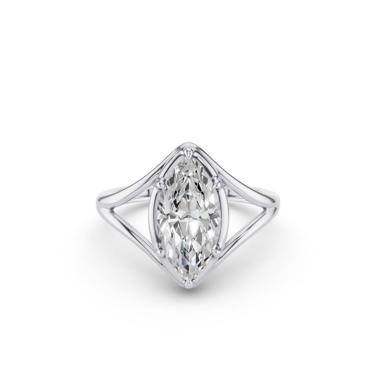 Marquise Shaped Lab Diamond Split Shank Engagement Ring