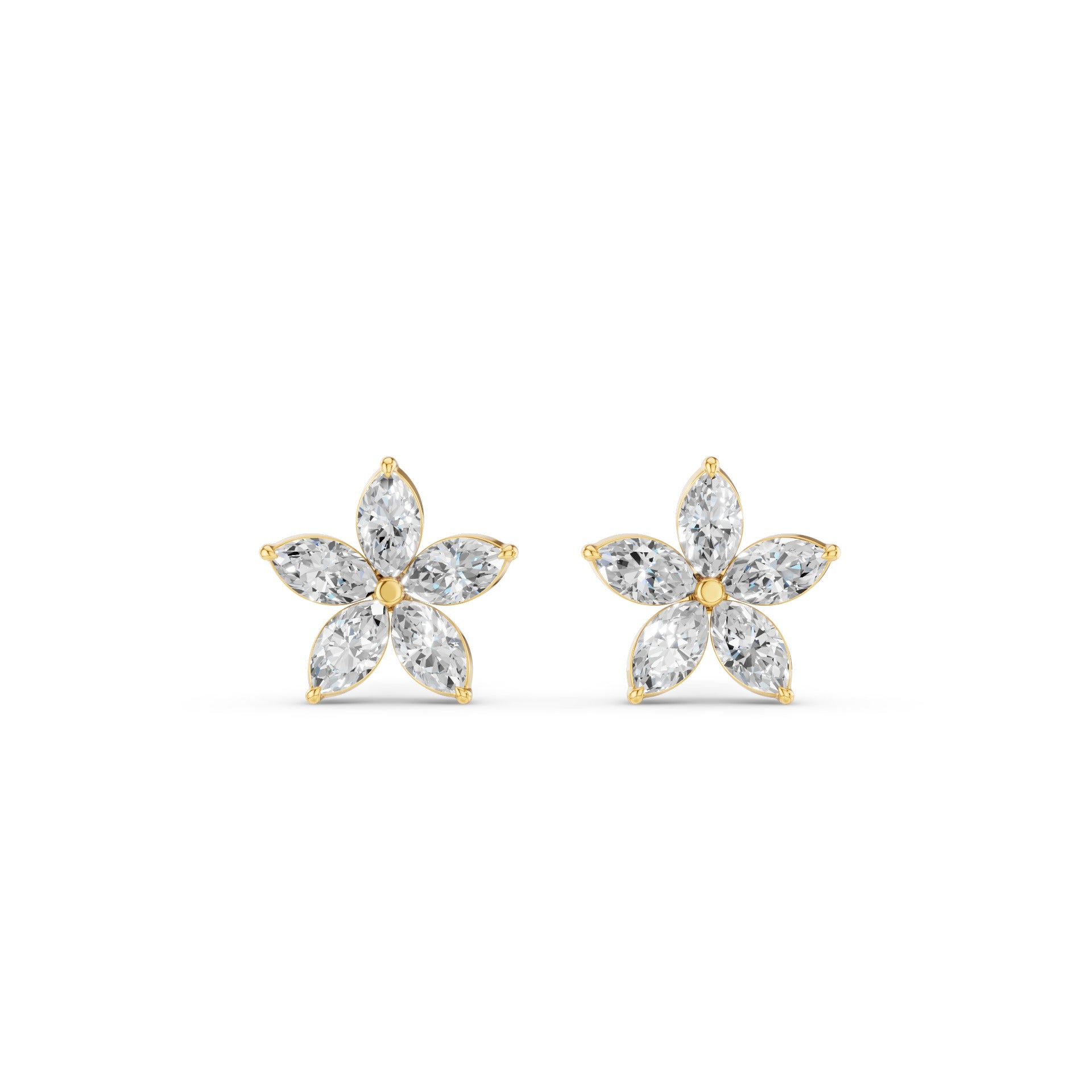 Marquise Shaped Lab Grown Diamond Floral Studs