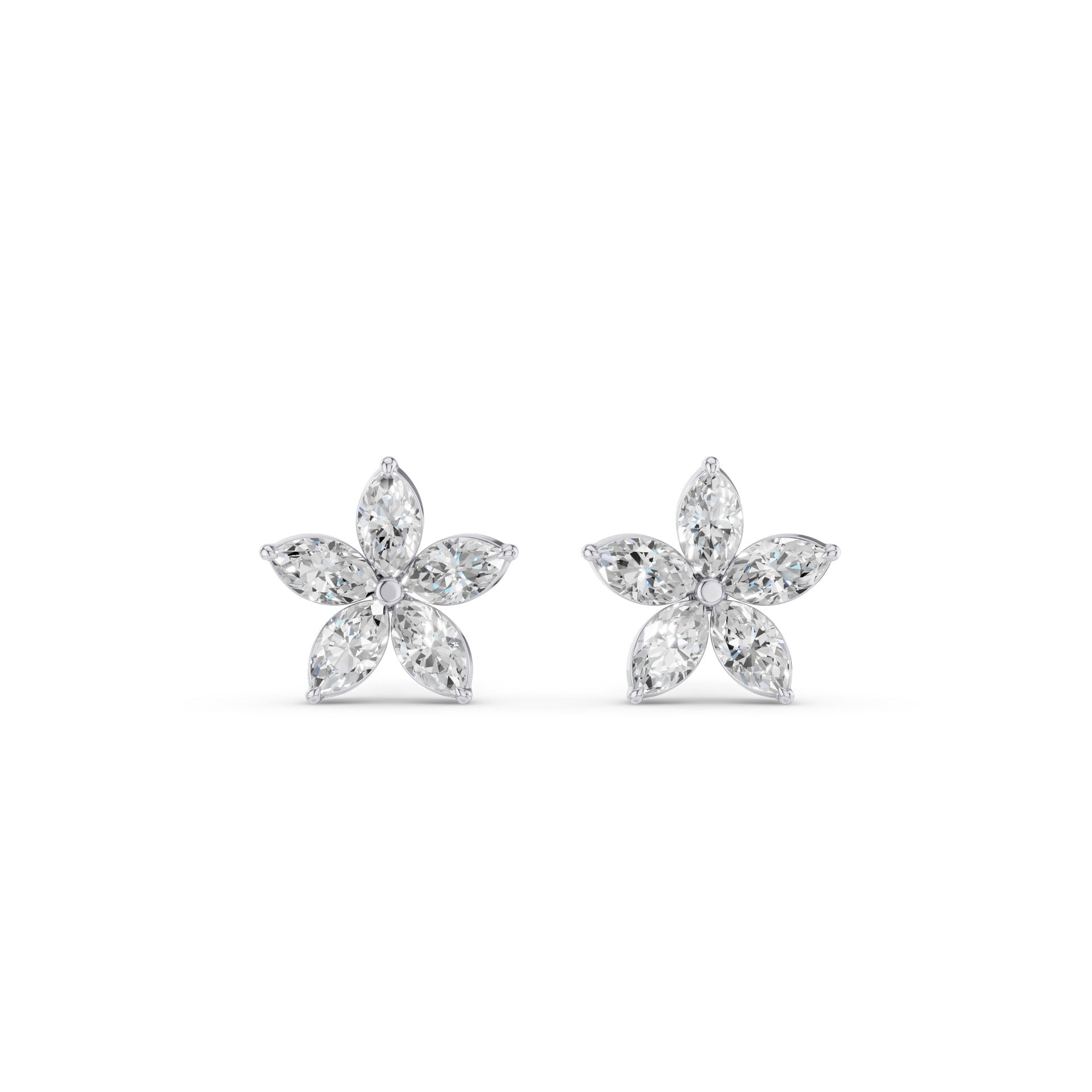 Marquise Shaped Lab Grown Diamond Floral Studs