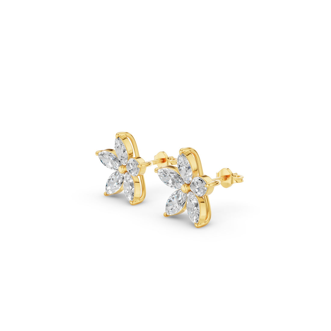 Marquise Shaped Lab Grown Diamond Floral Studs