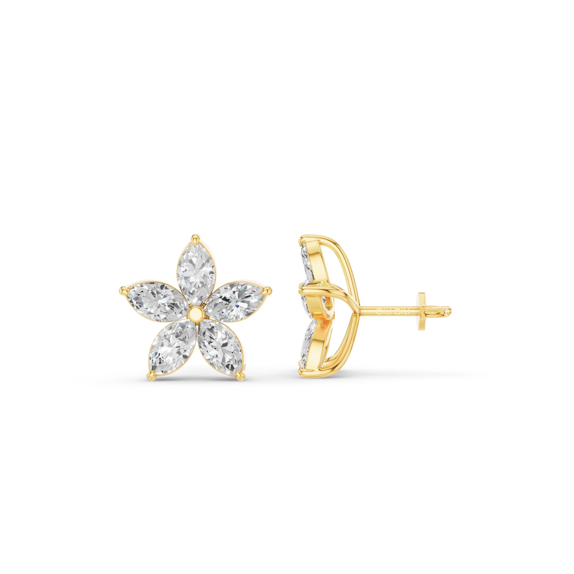 Marquise Shaped Lab Grown Diamond Floral Studs