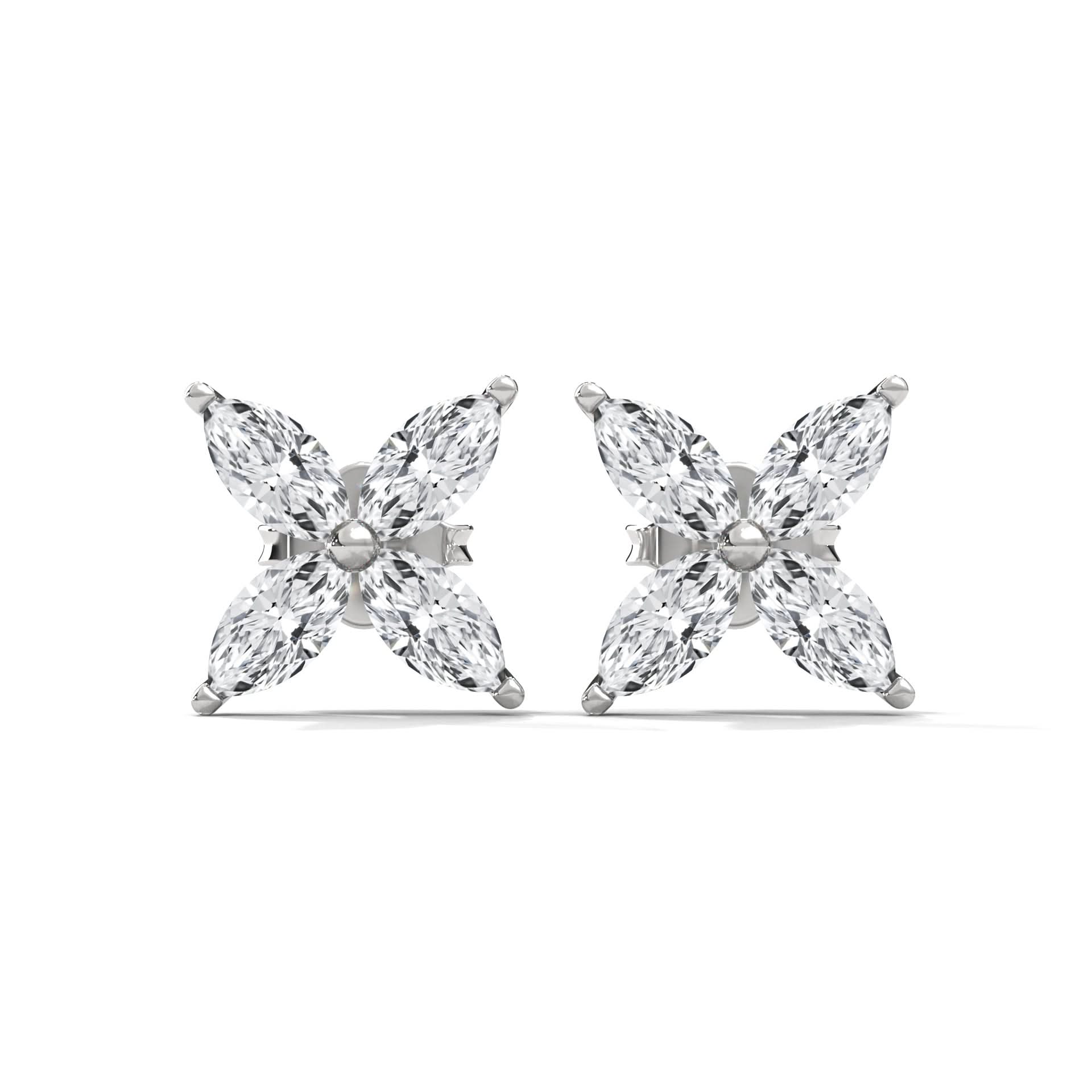 Pair of diamond stud earrings on a white background