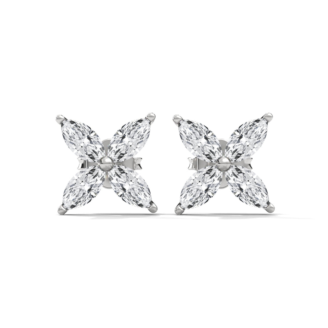 Pair of diamond stud earrings on a white background