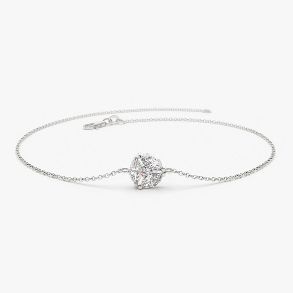 Marquise Diamond Cluster Dainty Bracelet