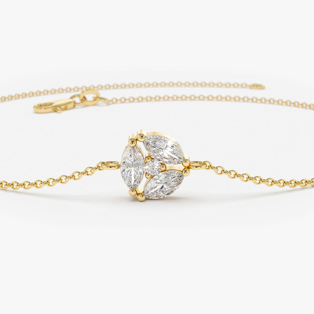 Marquise Diamond Cluster Dainty Bracelet