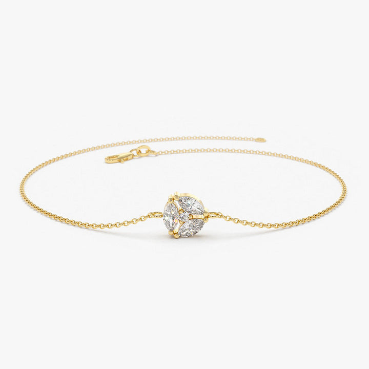 Marquise Diamond Cluster Dainty Bracelet