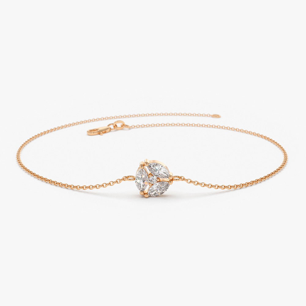 Marquise Diamond Cluster Dainty Bracelet