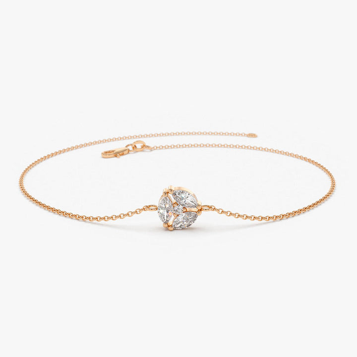 Marquise Diamond Cluster Dainty Bracelet