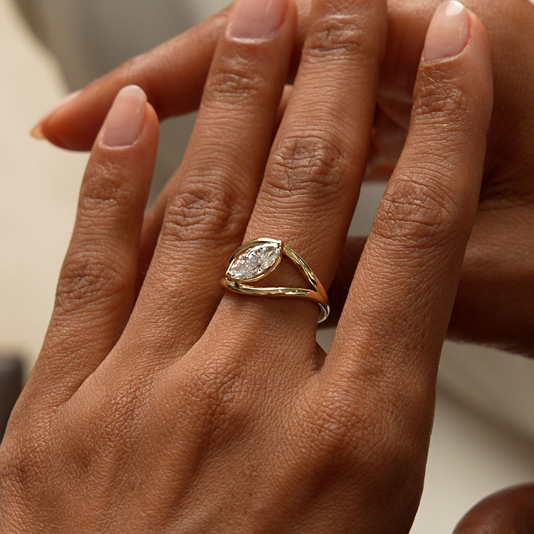 Marquise Lab Grown Diamond Ring Split Shank Design