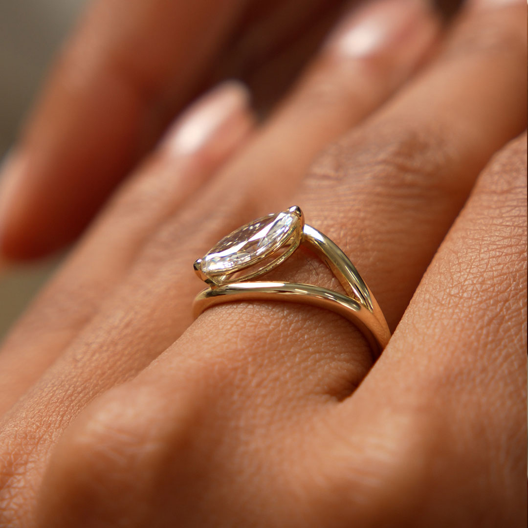Marquise Lab Grown Diamond Ring Split Shank Design