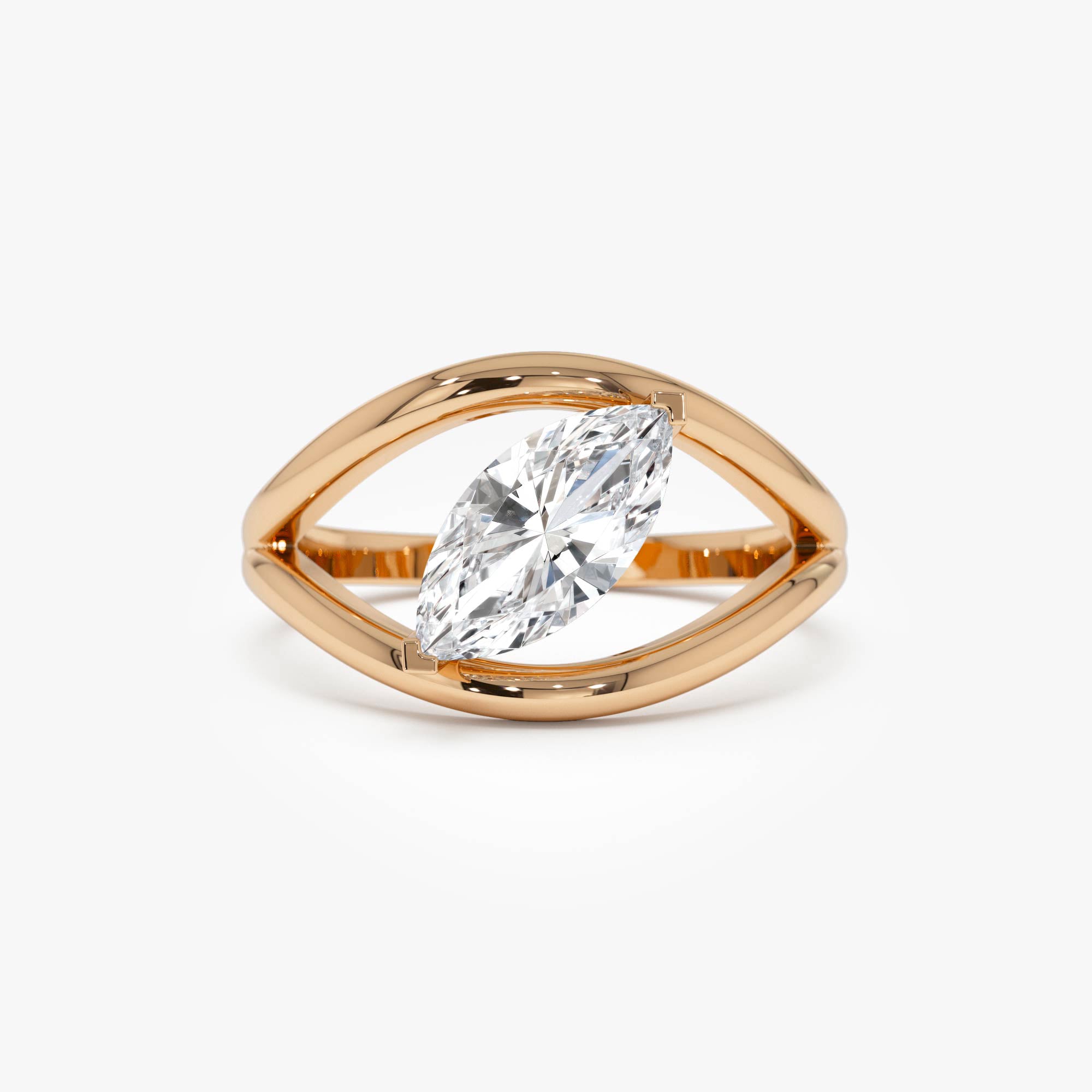 Marquise Lab Grown Diamond Ring Split Shank Design