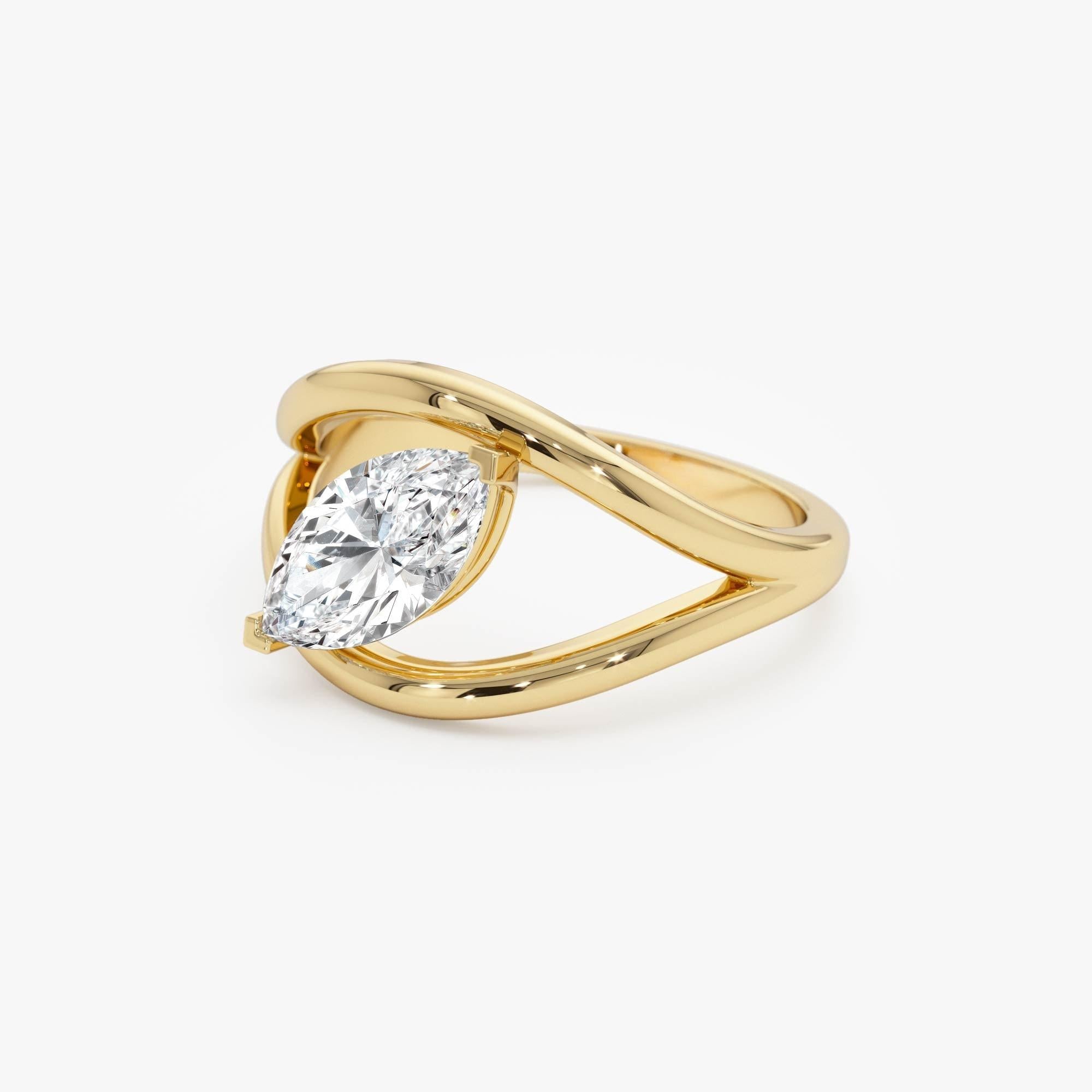 Marquise Lab Grown Diamond Ring Split Shank Design