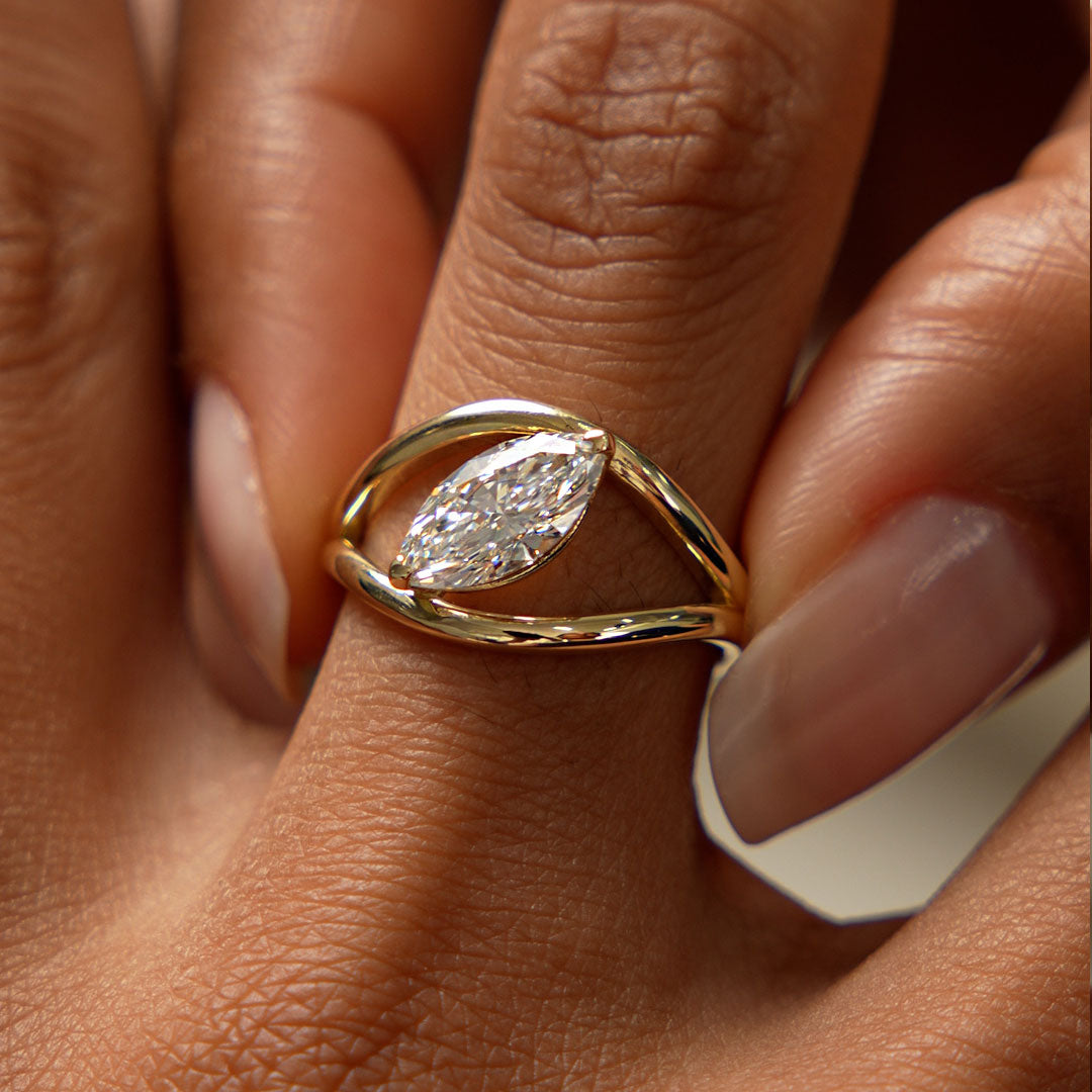 Marquise Lab Grown Diamond Ring Split Shank Design
