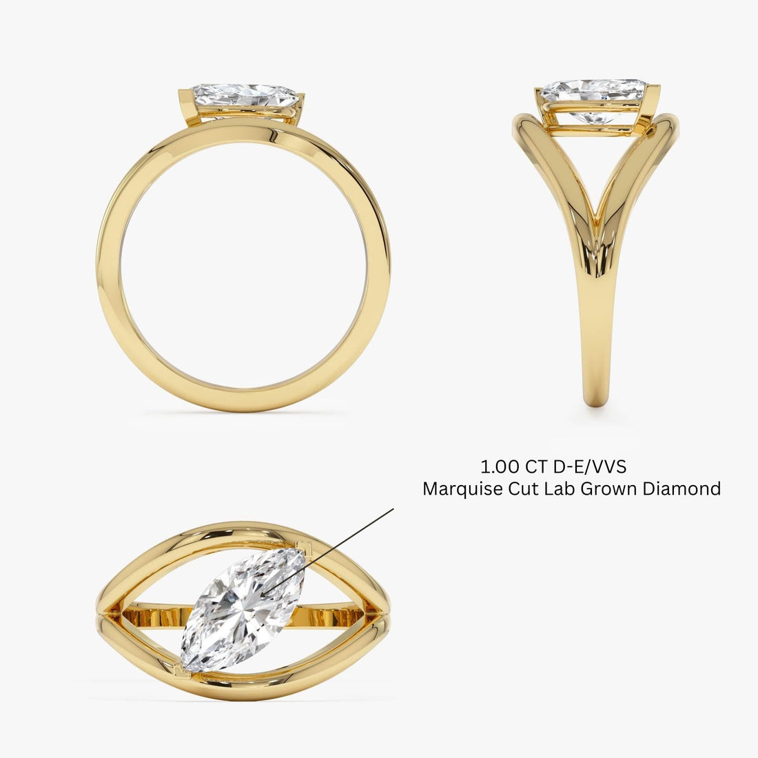 Marquise Lab Grown Diamond Ring Split Shank Design