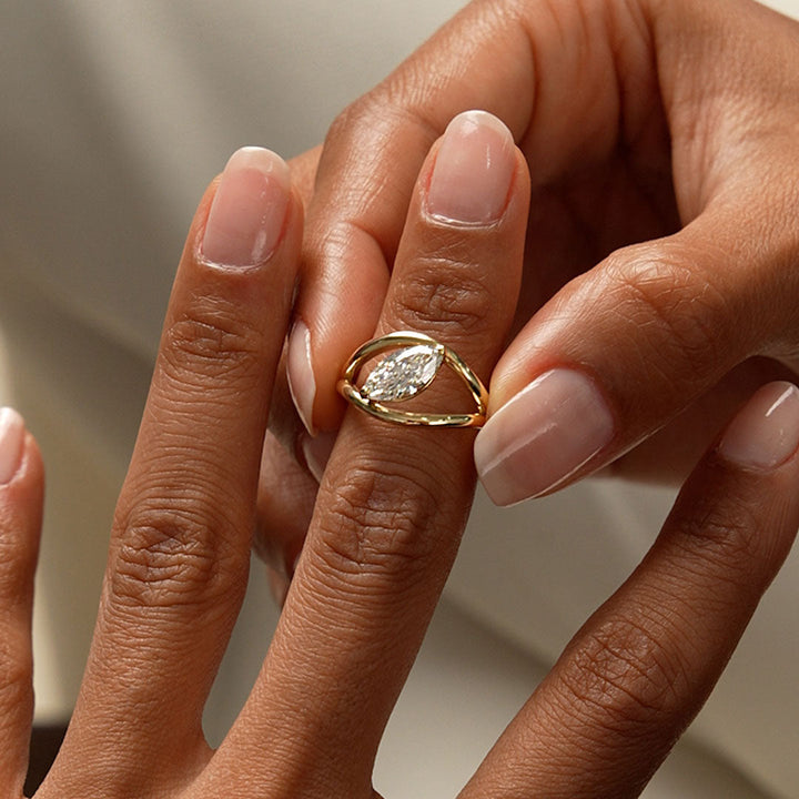 Marquise Lab Grown Diamond Ring Split Shank Design