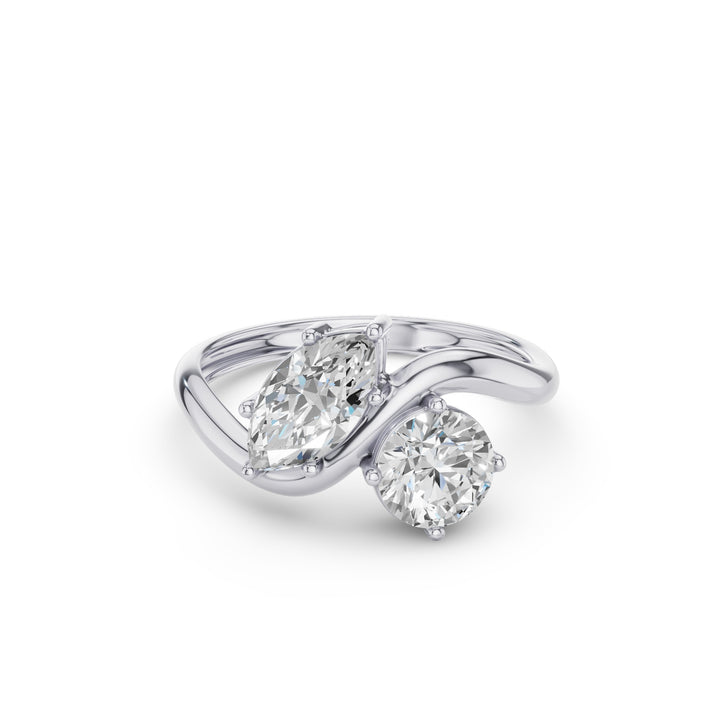 Marquise & Round Lab Grown Diamond Toi Et Moi Ring
