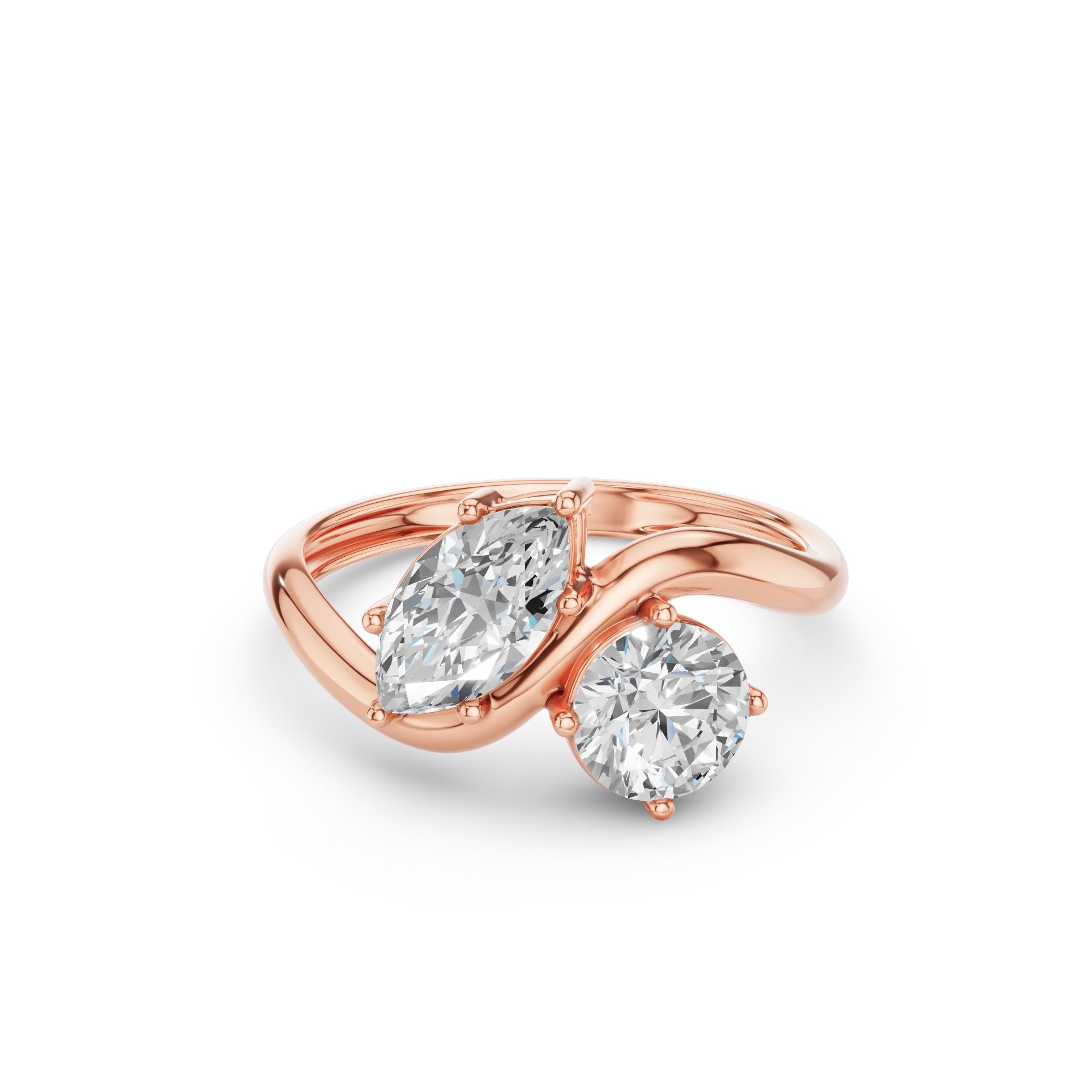 Marquise & Round Lab Grown Diamond Toi Et Moi Ring