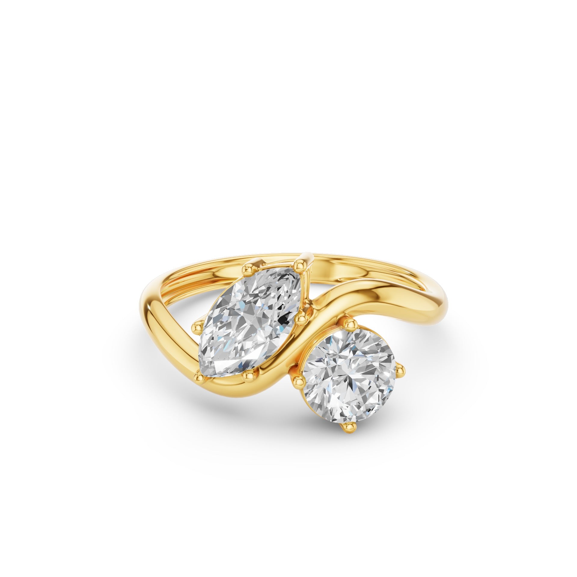 Marquise & Round Lab Grown Diamond Toi Et Moi Ring