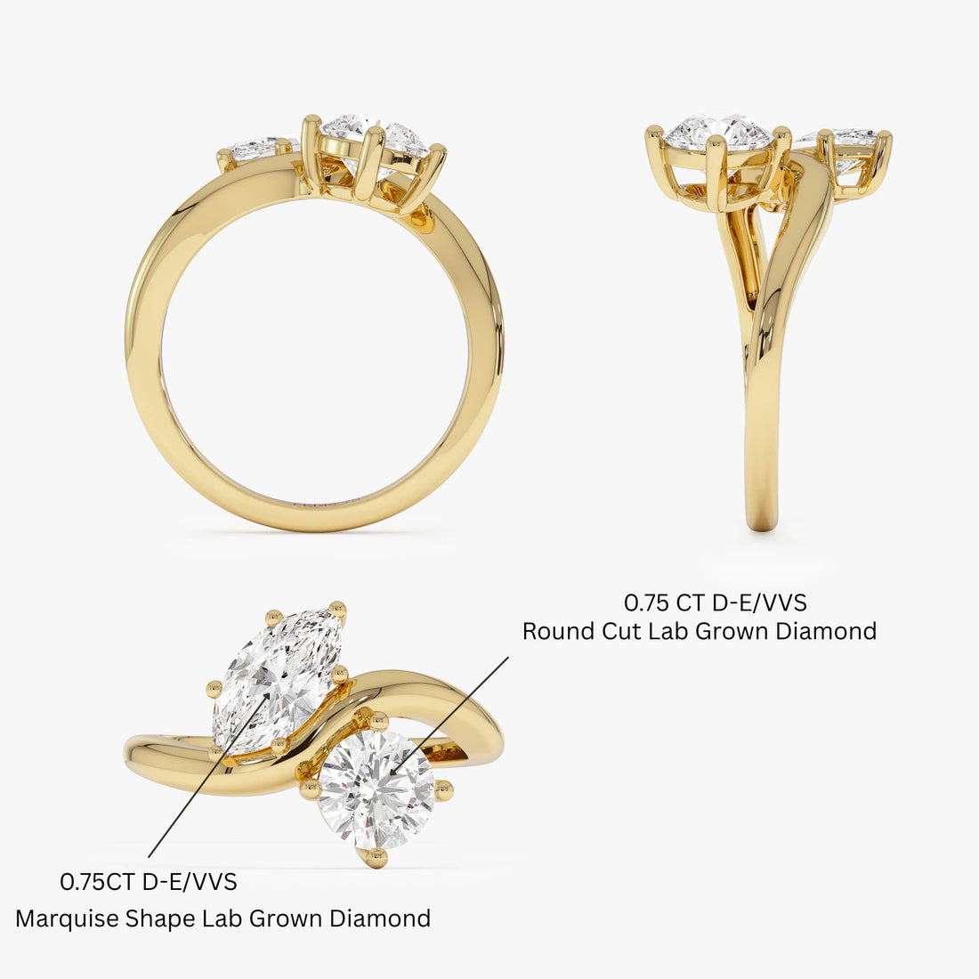 Marquise & Round Lab Grown Diamond Toi Et Moi Ring