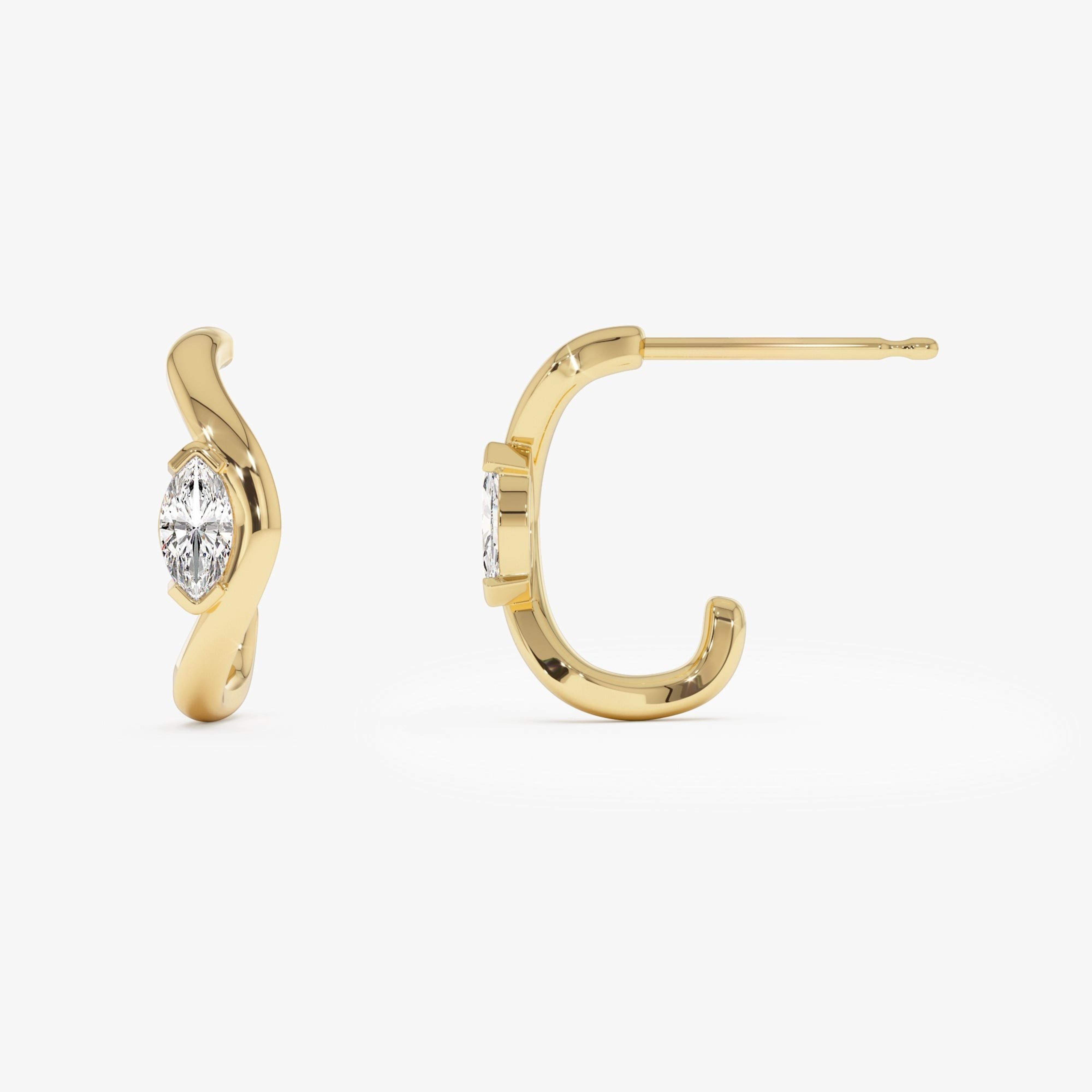 Marquise Shape J Hoops Earrings