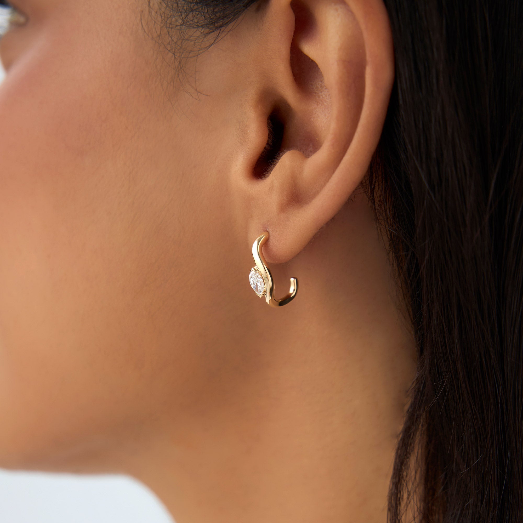 Marquise Shape J Hoops Earrings