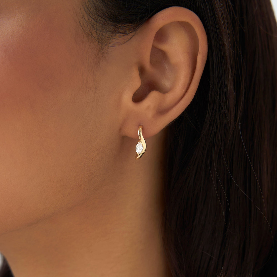 Marquise Shape J Hoops Earrings