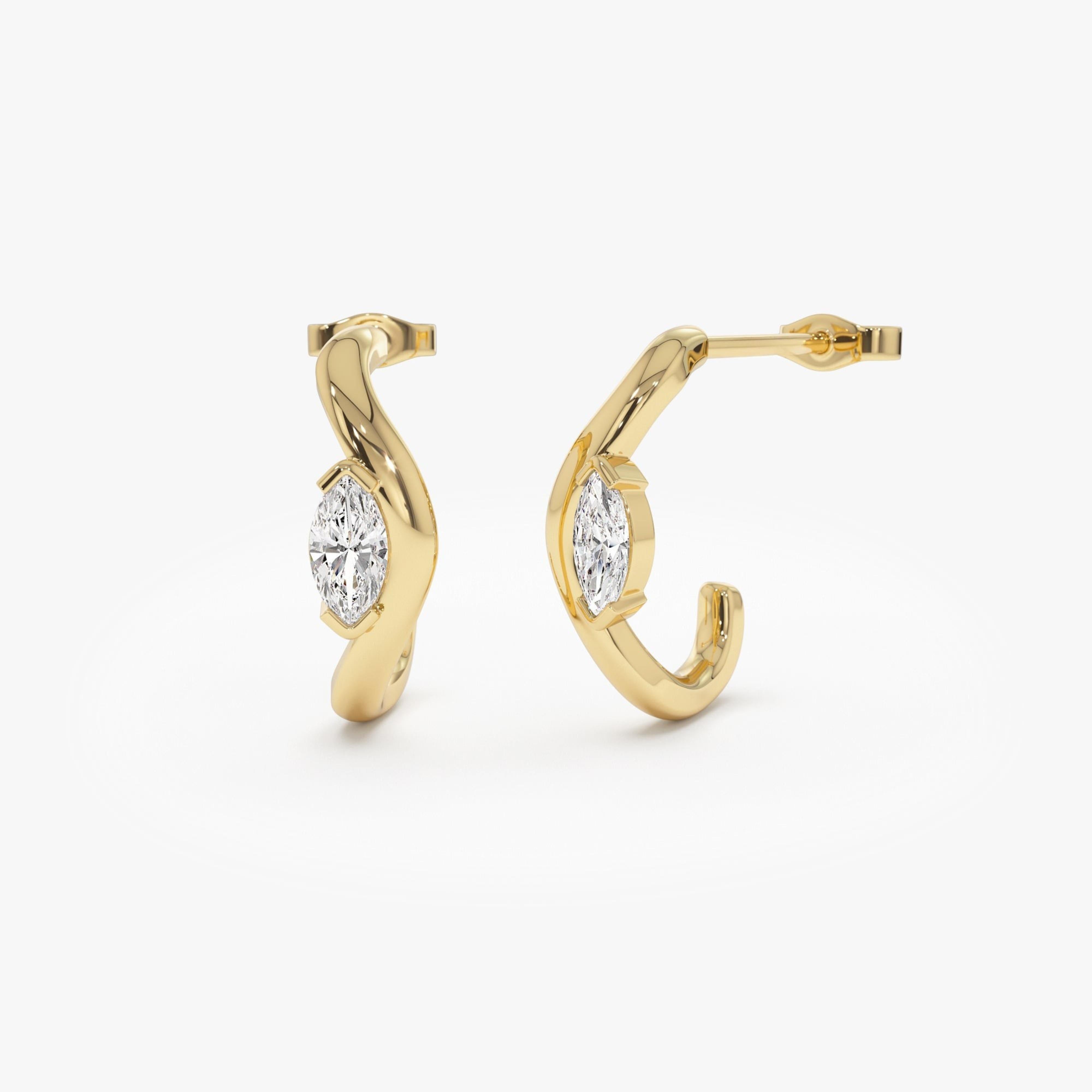 Marquise Shape J Hoops Earrings