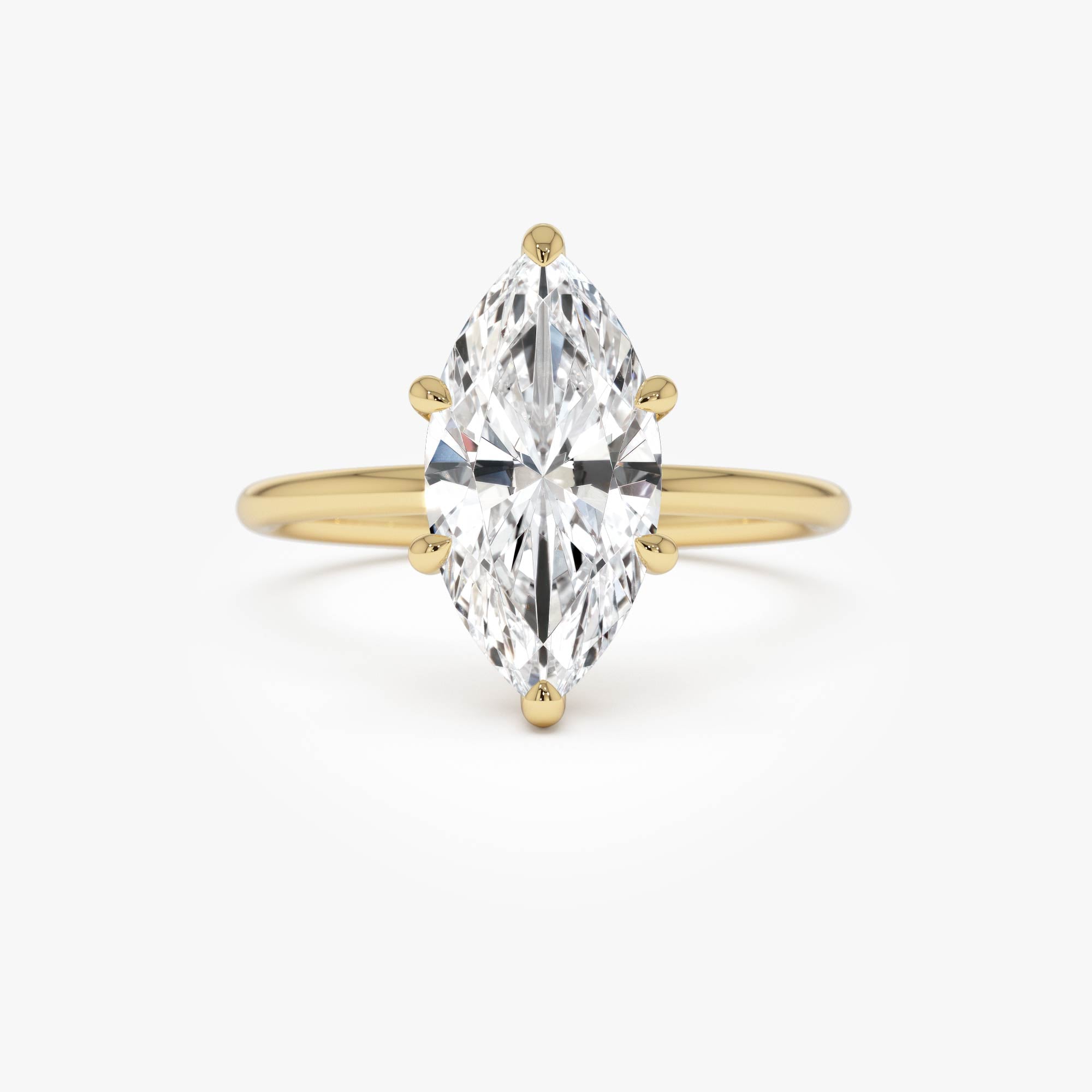 Marquise Shape Solitaite Lab Grown Diamond Prong Setting Engagement Ring
