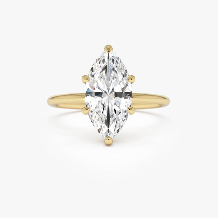 Marquise Shape Solitaite Lab Grown Diamond Prong Setting Engagement Ring